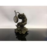 BRONZE POCKET WATCH STAND, SEATED BEAR,