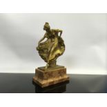 GILT BRONZE FIGURE, LADY CURTSEYING BEARING SIGNATURE H.