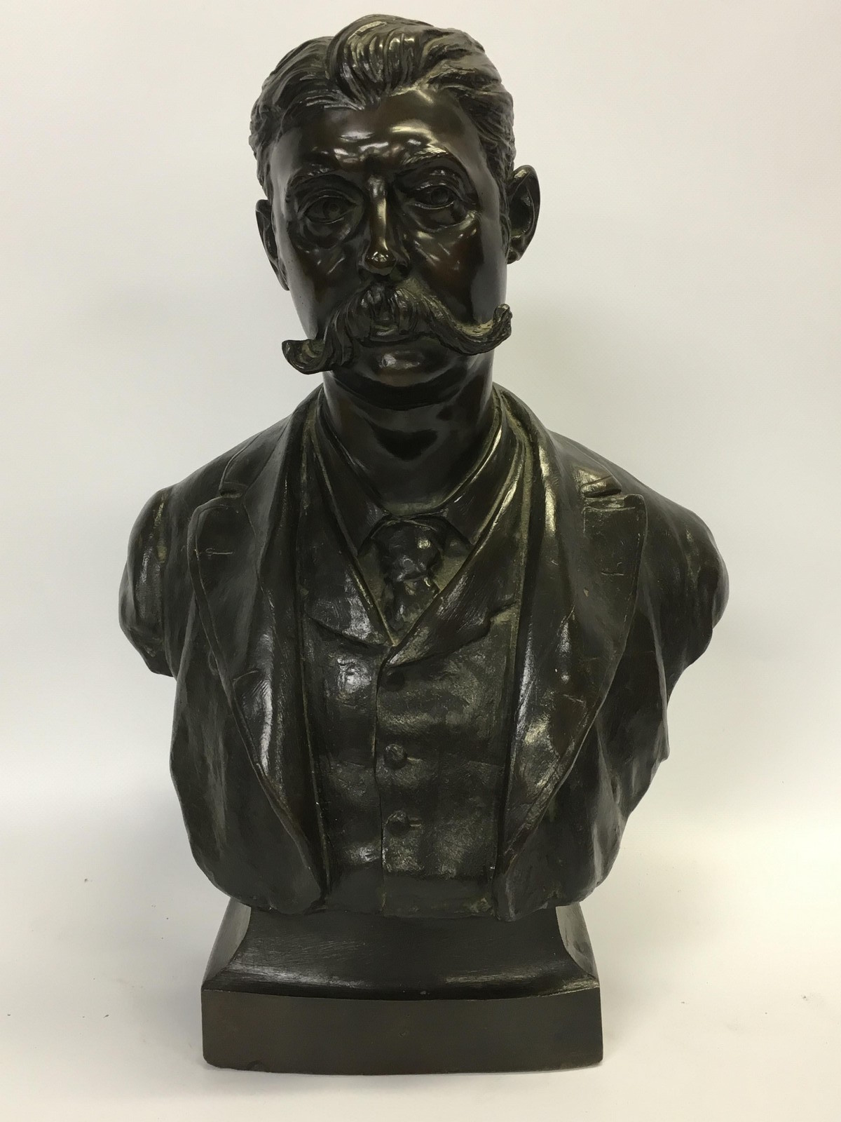 BRONZE BUST MALE HEAD FIGURE 44CM TALL BEARING MAKERS NAME OWEN HALE SC - Image 4 of 4