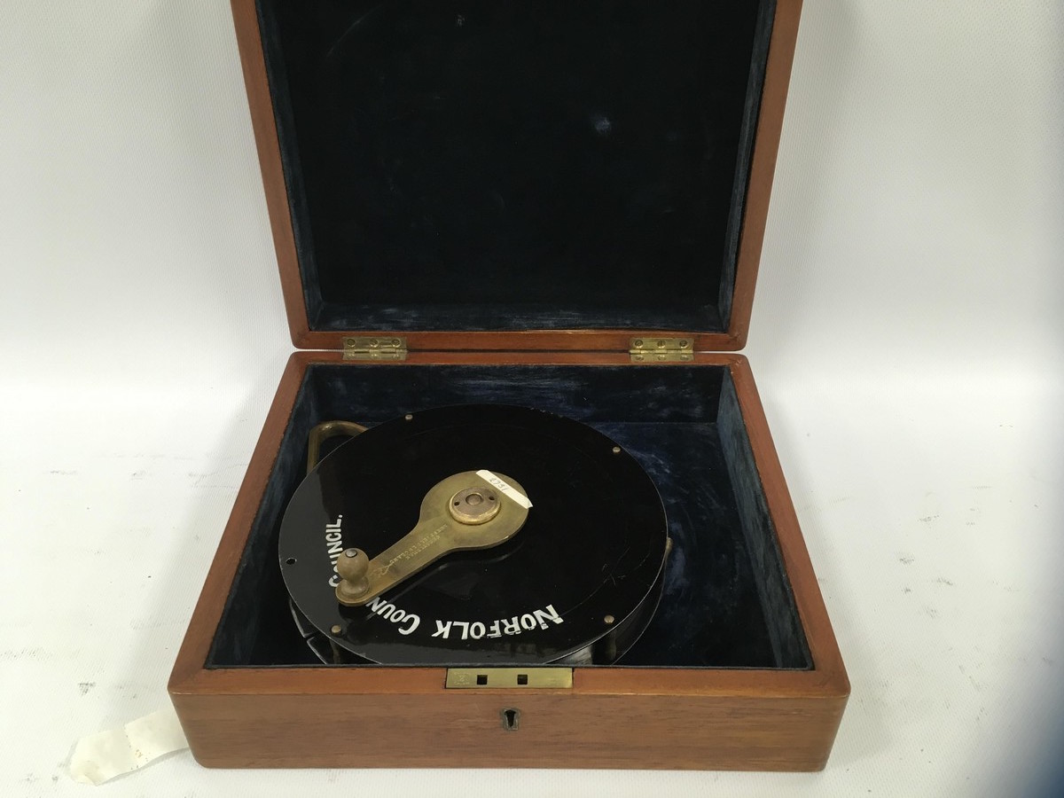 COUNTY OF NORFOLK LOCAL STANDARD 66FT TAPE IN MATCHING WOODEN CASE