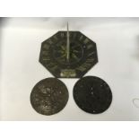 2 BRONZE SUNDIALS ONE DATED 1796 16CM,