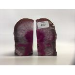 PAIR OF PINK AGATE CRYSTAL BOOKENDS