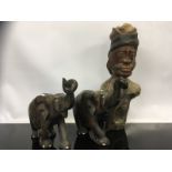 A PAIR OF CARVED ELEPHANT FIGURES APPROX HEIGHT 22CM