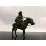 COLD PAINTED BRONZE, TURKISH FIGURE ON DONKEY,