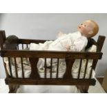 ARMAND MARSEILLE 24" DREAM BABY IN COT WITH PILLOW,