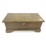 SMALL OAK CHEST (WITH KEY) AND CONTENTS - VINTAGE WOODWORKING TOOLS, HAMMERS, SPOKE SHAVES,