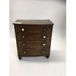 MINIATURE 4 DRAWER APPRENTICE CHEST WITH BONE HANDLES