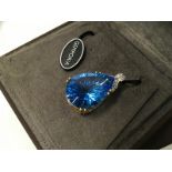 BOXED WITH CERTIFICATE, SWISS BLUE TOPAZ AND DIAMOND PENDANT,
