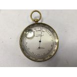 POCKET BAROMETER, BY AITCHISON LONDON, BRASS CASE WITH SILVERED DIAL,