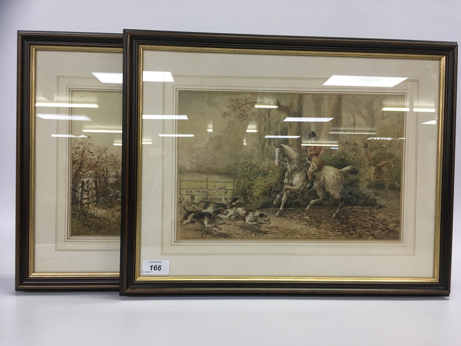 PAIR OF FOX HUNTING WATER COLOURS BEARING SIGNATURE W.H.