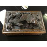ANTIQUE ORIENTAL CARVED WOOD DRAGON BOX