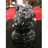 CHROME PLATED BULLDOG HEAD CAR MASCOT MARKED A BUGES