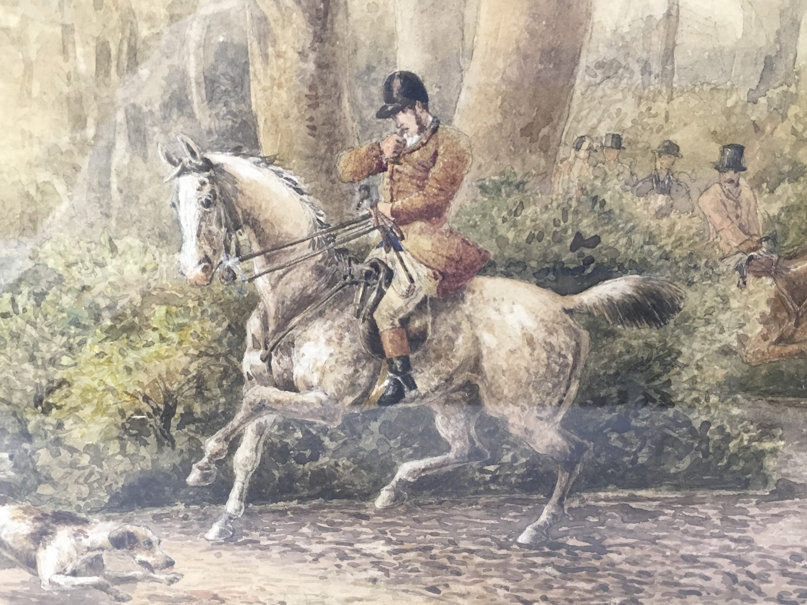 PAIR OF FOX HUNTING WATER COLOURS BEARING SIGNATURE W.H. - Image 3 of 7