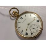 9CT GOLD POCKET WATCH, THE WHITE ENAMELLED DIAL, T.