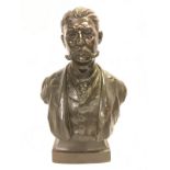 BRONZE BUST MALE HEAD FIGURE 44CM TALL BEARING MAKERS NAME OWEN HALE SC