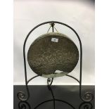 DINNER GONG ON WROUGHT IRON STAND
