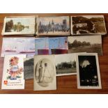 SMALL BOX MIXED POSTCARDS, PHOTOGRAPHER RP, ATTWELL, MINCHINHAMPTON GOLF LINKS,