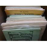 BOX OF JOURNALS OF THE BRITISH SOCIETY OF RUSSIAN PHILATELY,