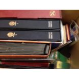 GB: BOX WITH VARIOUS IN A STOCKBOOK AND LOOSE, FEW GREETINGS AND PRESTIGE BOOKLETS,