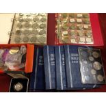 MIXED COINS IN TWO ALBUMS, WHITMAN FOLDERS AND LOOSE, SOME GB PRE '47 SILVER, MODERN £5 (4),