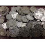 GB COINS: TUB OF WORN EDWARD SILVER HALFCROWNS, FLORINS, SHILLINGS AND SIXPENCES,