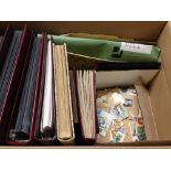 GB: LARGE BOX VARIOUS IN SEVEN ALBUMS AND LOOSE, FDC, MINT COMMEMS, AS NEW SG PRINTED ALBUM ETC.