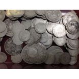 GB COINS: TUB OF VICTORIAN SILVER, MAINLY WORN, TOTAL FACE APPROX £3.