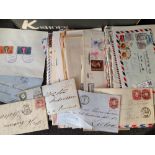 SHOEBOX OF COVERS, CARDS, STATIONERY, JORDAN, SWISS, EARLY PORTUGAL ETC.