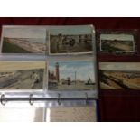 NORFOLK: GORLESTON: COLLECTION POSTCARDS IN AN ALBUM, COMIC, PULLOUTS, BEACH, HARBOUR MOUTH,