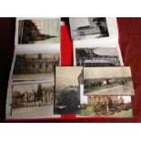 BOX OF MIXED POSTCARDS IN THREE FOLDERS AND LOOSE, SUFFOLK, DERBYSHIRE DALES, SUSSEX, GERMANY ETC.