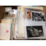 BOX OF MIXED EPHEMERA, PHOTOS, DOCUMENTS, GREETINGS CARDS, HITLER POSTCARD ETC.