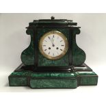 MALACHITE MANTEL CLOCK,