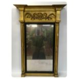 AN EARLY C19TH GILT WALL MIRROR, RETAINING ORIGINAL PLATE, HEIGHT 100CM,