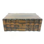 ANTIQUE COROMANDEL WOOD BOX WITH HINGED LID. VERY UNUSUAL WAVY (SERPENTINE) FRONT, BACK AND SIDES.