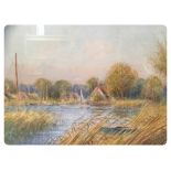 WATERCOLOUR "WOMACK WATER, LUDHAM" BEARING SIGNATURE J.