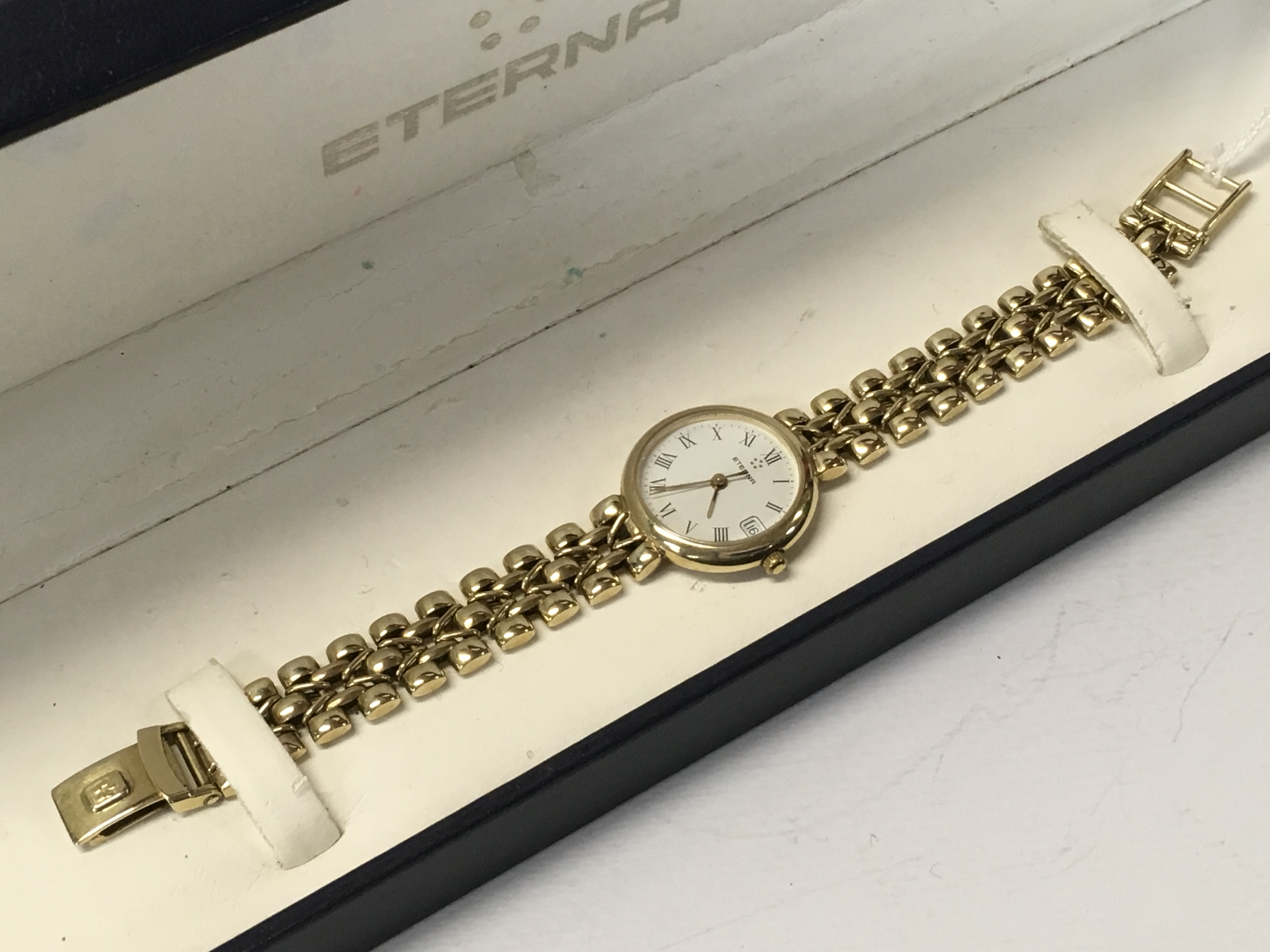 ETERNA 9CT. GOLD LADIES WRIST WATCH AND GOLD BRACELET STRAP. - Image 2 of 2