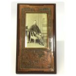 FRENCH PHOTO FRAME IN MAHOGANY WITH ETCHED COPPER OVERLAY TO FRONT (3.5" 6.