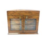 VICTORIAN JEWELLERY CABINET WITH GLAZED BEVELLED GLASS DOORS TO FRONT AND PAIR OF DRAWERS,