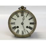 ANTIQUE BRASS CASED DRUM CLOCK WITH EIGHT DAY BALANCE ESCAPEMENT TWIN TRAIN MOVEMENT,
