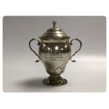 SILVER HAMMERED FINISH LIDDED TROPHY CUP