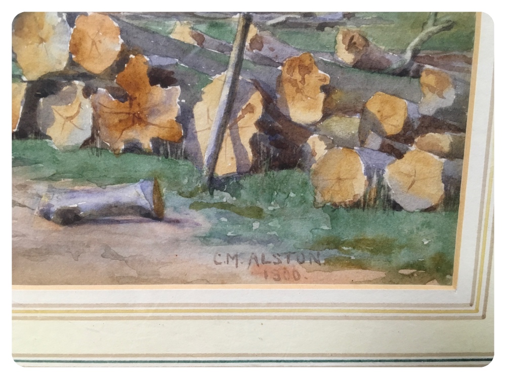 WATERCOLOUR "THE TIMBER YARD" BEARING SIGNATURE CHARLOTTE M. - Image 3 of 4