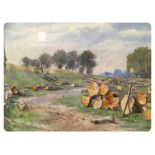 WATERCOLOUR "THE TIMBER YARD" BEARING SIGNATURE CHARLOTTE M.