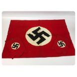 GERMAN WWII MILITARY FLAG 57 X 72CM + SMALL GERMAN WWII MILITARY PENNANT FLAGS 16 X 23CM PROVENANCE