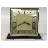 GARRARD DECO STYLE MANTEL CLOCK (CIRCA 1960) 7 JEWEL 8 DAY MOVEMENT IN SQUARE FRAMED CASE AND BLACK