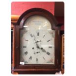 8 DAY MAHOGANY LONG CASE CLOCK DIAL MARKED DONALD MC DONALD LONG DOOR 203CM.