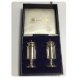 CASED SILVER SALT AND PEPPER POTS BY MAPPIN AND WEBB