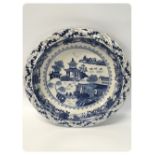 CHINESE BLUE AND WHITE WILLOW PATTERN CHARGER 16" DIA.