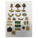A COLLECTION OF APPROX 20 MILITARY BADGES TO INCLUDE MANY SHOULDER TITLES INCLUDING NORFOLK