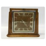 DECO STYLE OAK CASED MANTEL CLOCK BY 'GARRARD' LARGE SQUARE DIAL WITH ROMAN NUMERALS,