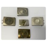 5 GERMAN WWII MILITARY BELT BUCKLES TO INCLUDE - GERMAN WWII LUFTWAFFE, S.